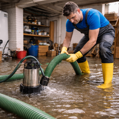Pompage Cave inondation dans les Alpes Maritimes